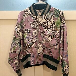 H&M Lilac Tiger Floral Bomber Jacket